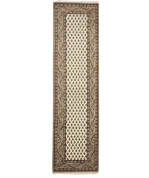 Cream Floral 2'5X9 Indo Botemir Oriental Runner Rug