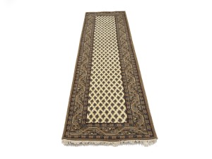 Cream Floral 2'5X9 Indo Botemir Oriental Runner Rug