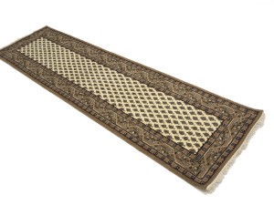 Cream Floral 2'5X9 Indo Botemir Oriental Runner Rug