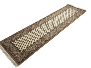 Cream Floral 2'5X9 Indo Botemir Oriental Runner Rug