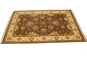 Dark Brown Floral 4X6 Sumak Oriental Rug