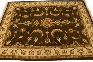 Dark Brown Floral 5X7 Sumak Oriental Rug