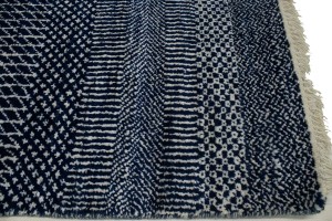 Dark Navy Grass Design 5X7 Modern Oriental Rug