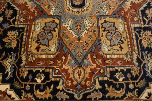 Dark Navy Geometric 8X10 Heriz Serapi Oriental Rug