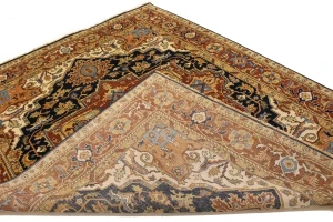 Dark Navy Geometric 8X10 Heriz Serapi Oriental Rug