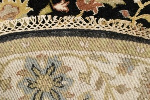 Black Floral 6X6 Chobi Peshawar Oriental Round Rug