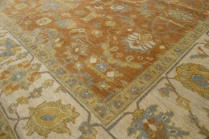 Rust Orange Floral 9X12 Osh Chobi Peshawar Oriental Rug