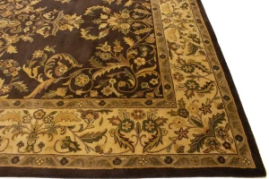 Dark Brown Floral Modern 9'5X13 Oriental Hand-Tufted Rug