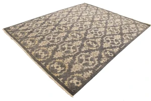 Brownish Gray Transitional Floral 8X10 Oriental Rug