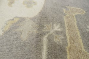Pastel Brown Floral 10X14 Oushak Oriental Rug