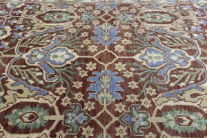 Rust Floral 9X12 Oushak Chobi Oriental Rug