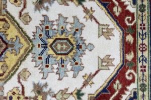 Cream Geometric 7'9X9'6 Heriz Serapi Oriental Rug