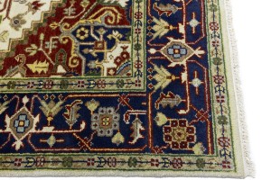 Cream Geometric 7'9X9'6 Heriz Serapi Oriental Rug