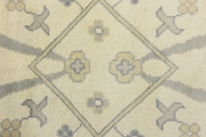 Cream Floral 12X18 Oushak Oriental Rug