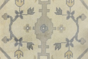 Cream Floral 12X18 Oushak Oriental Rug