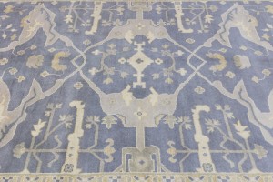 Gray Floral 10X14 Oushak Oriental Rug