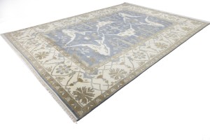 Gray Floral 10X14 Oushak Oriental Rug