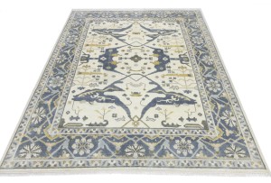 Cream Floral 8X10 Oushak Oriental Rug