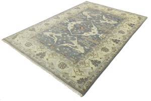 Gray Floral 6X9 Oushak Oriental Rug