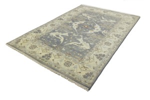 Gray Floral 6X9 Oushak Oriental Rug