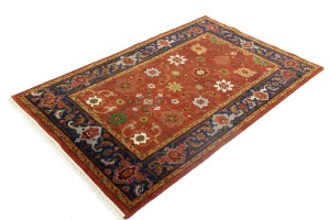 Orange-red Floral 4X6 Indo-Mahal Oriental Rug