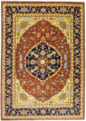 Rust Orange Floral 10X14 Heriz Serapi Oriental Rug