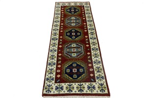 Rusty Red Tribal 2'3X6'6 Kazak Oriental Runner Rug