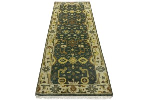 Gray Floral 3X8 Oushak Chobi Oriental Runner Rug