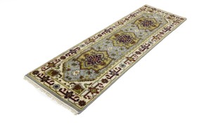 Light Gray Geometric 2'5X8'0 Heriz Serapi Oriental Runner Rug