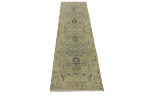Greige Floral 3X10 Oushak Chobi Oriental Runner Rug