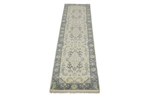Cream Floral 3X10 Oushak Chobi Oriental Runner Rug