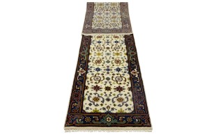 Cream Floral 2'6X12'2 Indo-Mahal Oriental Runner Rug