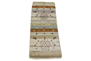 Multicolored Stripes Tribal 1'4X4 Indo-Gabbeh Oriental Rug