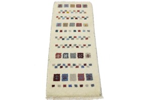 Cream Tribal 1'4X3'9 Indo-Gabbeh Oriental Rug