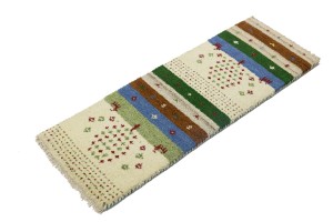Multicolored Stripes Tribal 1'4X4 Indo-Gabbeh Oriental Rug