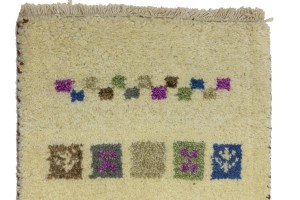 Cream Tribal 1'3X2'7 Indo-Gabbeh Oriental Rug