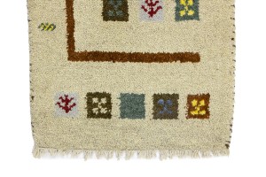 Cream Tribal 1'5X2'7 Indo-Gabbeh Oriental Rug