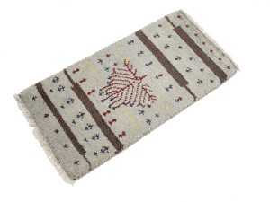 Greige Tribal 1'4X2'7 Indo-Gabbeh Oriental Rug