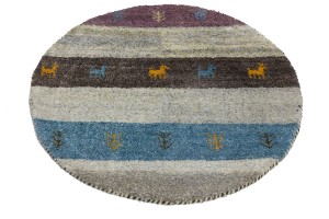 Multicolored Tribal 3X3 Indo-Gabbeh Oriental Round Rug