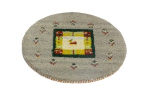 Greige Tribal 2X2 Indo-Gabbeh Oriental Round Rug