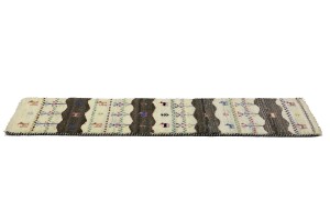Cream Tribal 1'4X5'9 Indo-Gabbeh Oriental Runner Rug