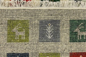 Multicolored Pictorial Tribal 3X8 Indo-Gabbeh Oriental Runner Rug