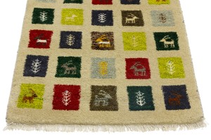 Multicolored Pictorial Tribal 3X8 Indo-Gabbeh Oriental Runner Rug
