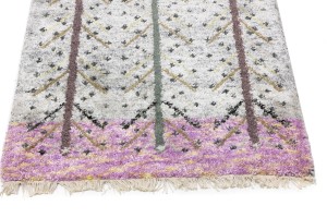Cream Pink Pictorial Tribal 3X8 Indo-Gabbeh Oriental Runner Rug
