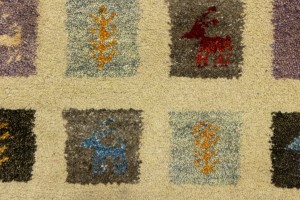 Multicolored Pictorial Tribal 3X8 Indo-Gabbeh Oriental Runner Rug