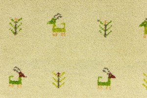 Cream/Beige Pictorial Tribal 3X10 Indo-Gabbeh Oriental Runner Rug