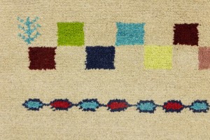 Cream/Beige Pictorial Tribal 3X10 Indo-Gabbeh Oriental Runner Rug