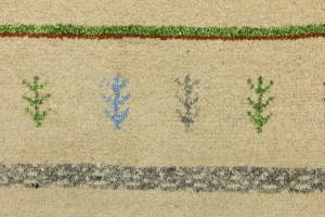 Cream/Beige Pictorial Tribal 2'7X9'5 Indo-Gabbeh Oriental Runner Rug