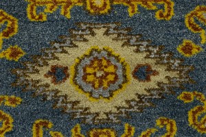 Blue Geometric 2'8X9'5 Kazak Oriental Runner Rug