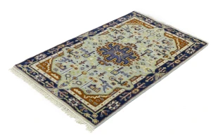 Light Gray Tribal 3X5 Heriz Serapi Oriental Rug